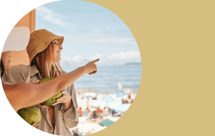 Smiling family enjoying their stay